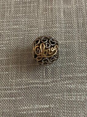 Pandora Silver and 14k Gold Message of Love Charm